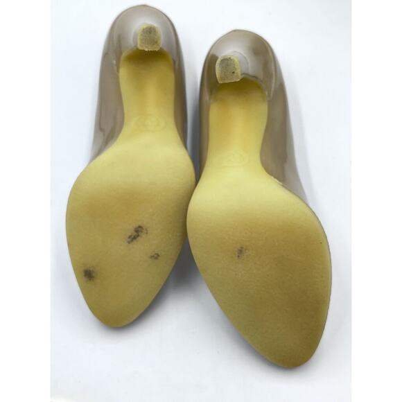 Gucci Beige Nude Vernice Diamond Nude Patent Leather Heels Pumps Rubber US Sz 9 - Picture 13 of 16